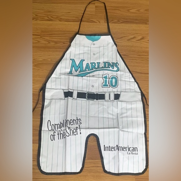 Florida Marlins Vintage~Gary Sheffield-Compliments Of The Chef Vinyl Apron-NEW - Picture 1 of 2